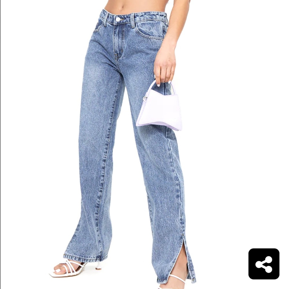 NWT PLT Petite Mid Blue Low Rise Split Hem Jeans